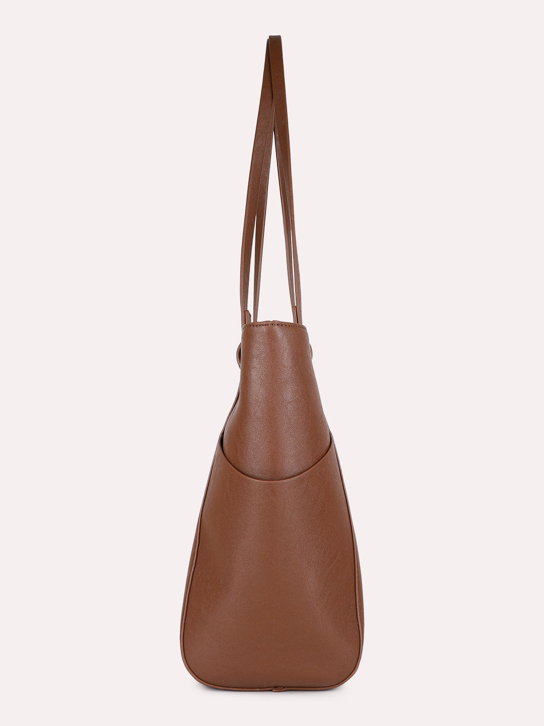 Womens Brown Casual Solid Shoulder Bag With Zip Lock