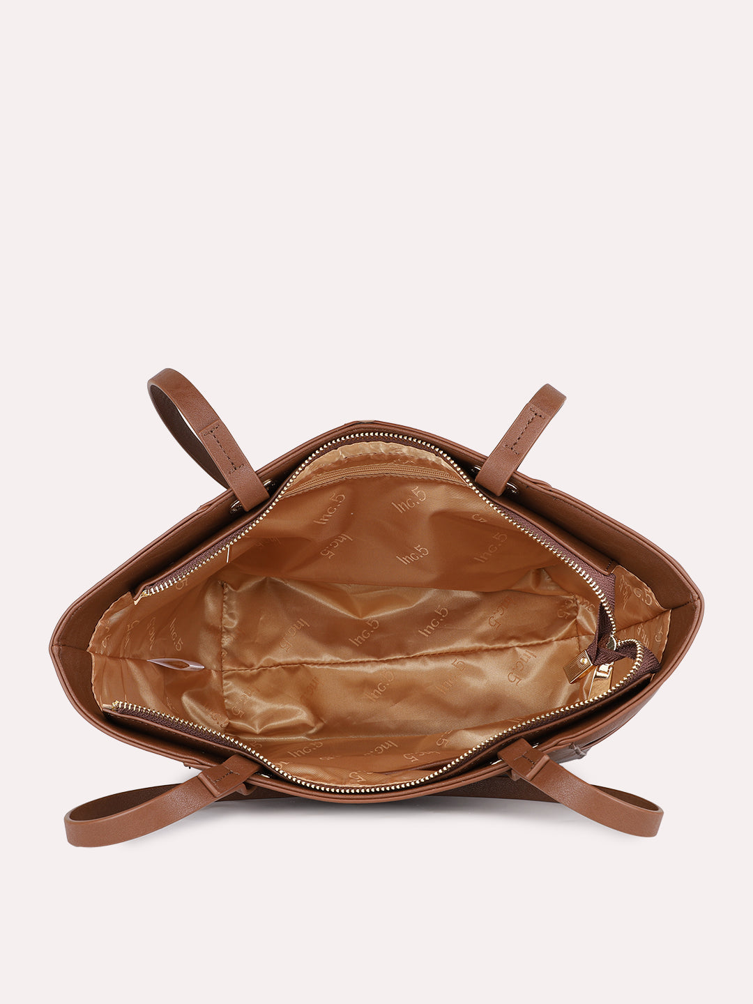 Womens Brown Casual Solid Shoulder Bag With Zip Lock