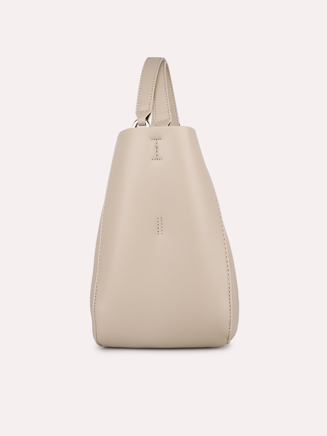 Womens Beige Casual Solid Pattern Handbag With Magnet Lock