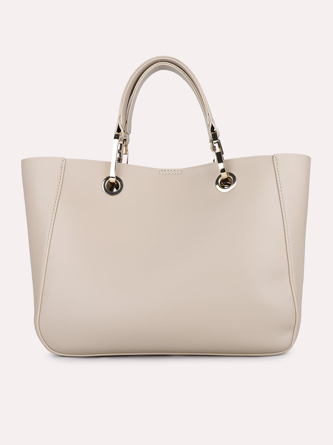 Womens Beige Casual Solid Pattern Handbag With Magnet Lock