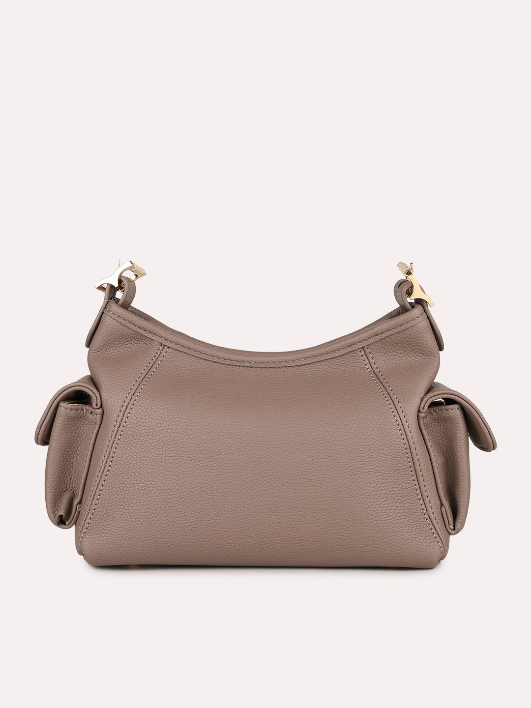 Womens Brown Casual Textured Shoulder Bag With Zipper