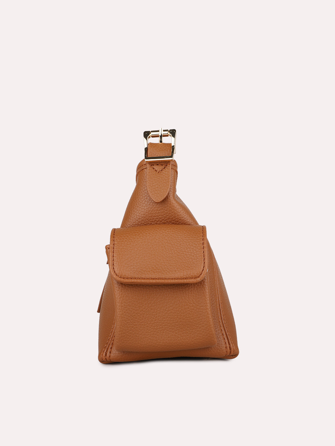 Womens Tan Casual Textured Shoulder Bag With Zip Lock