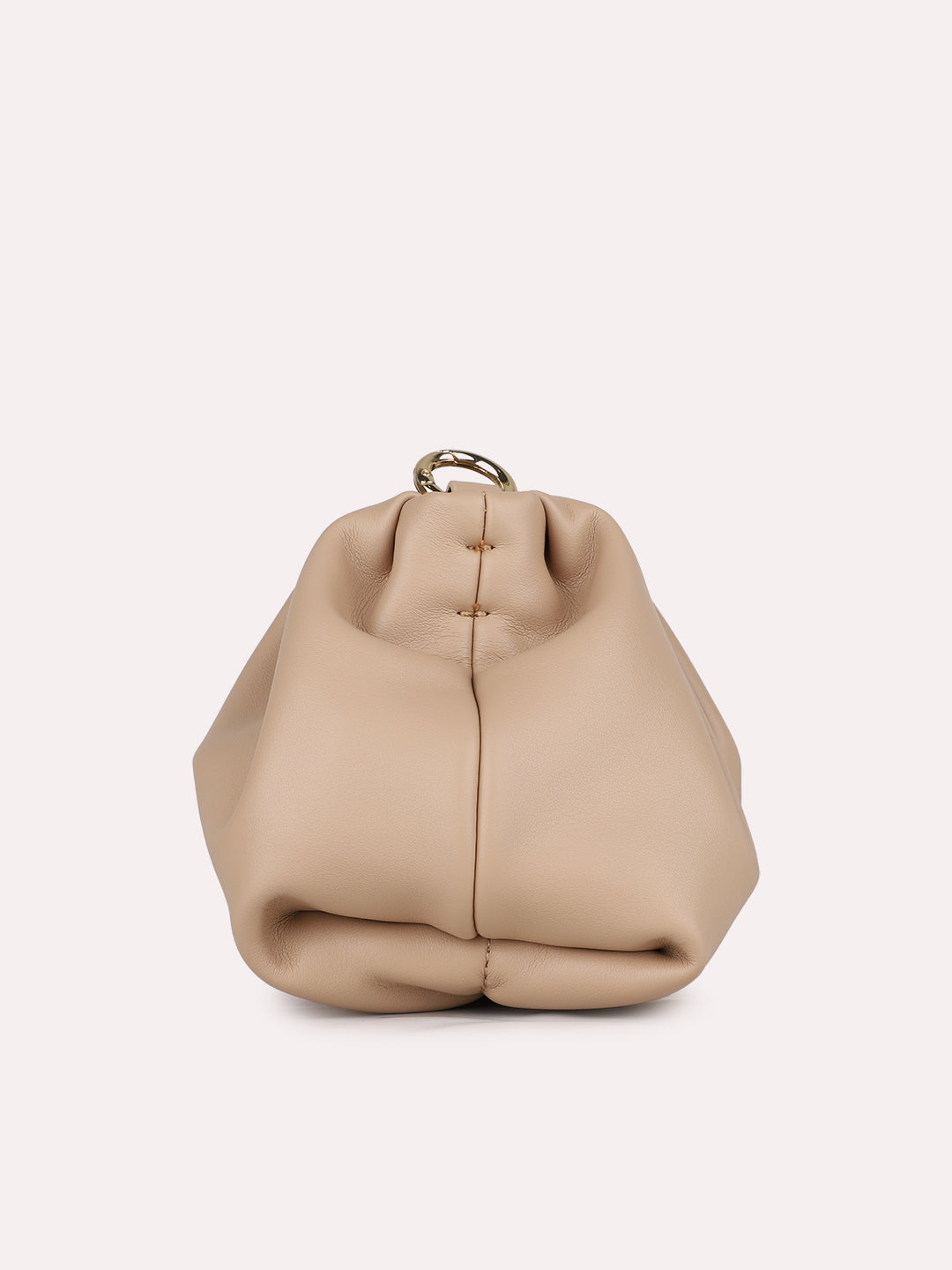 Womens Beige Party Textured Handbag With Zip Lock