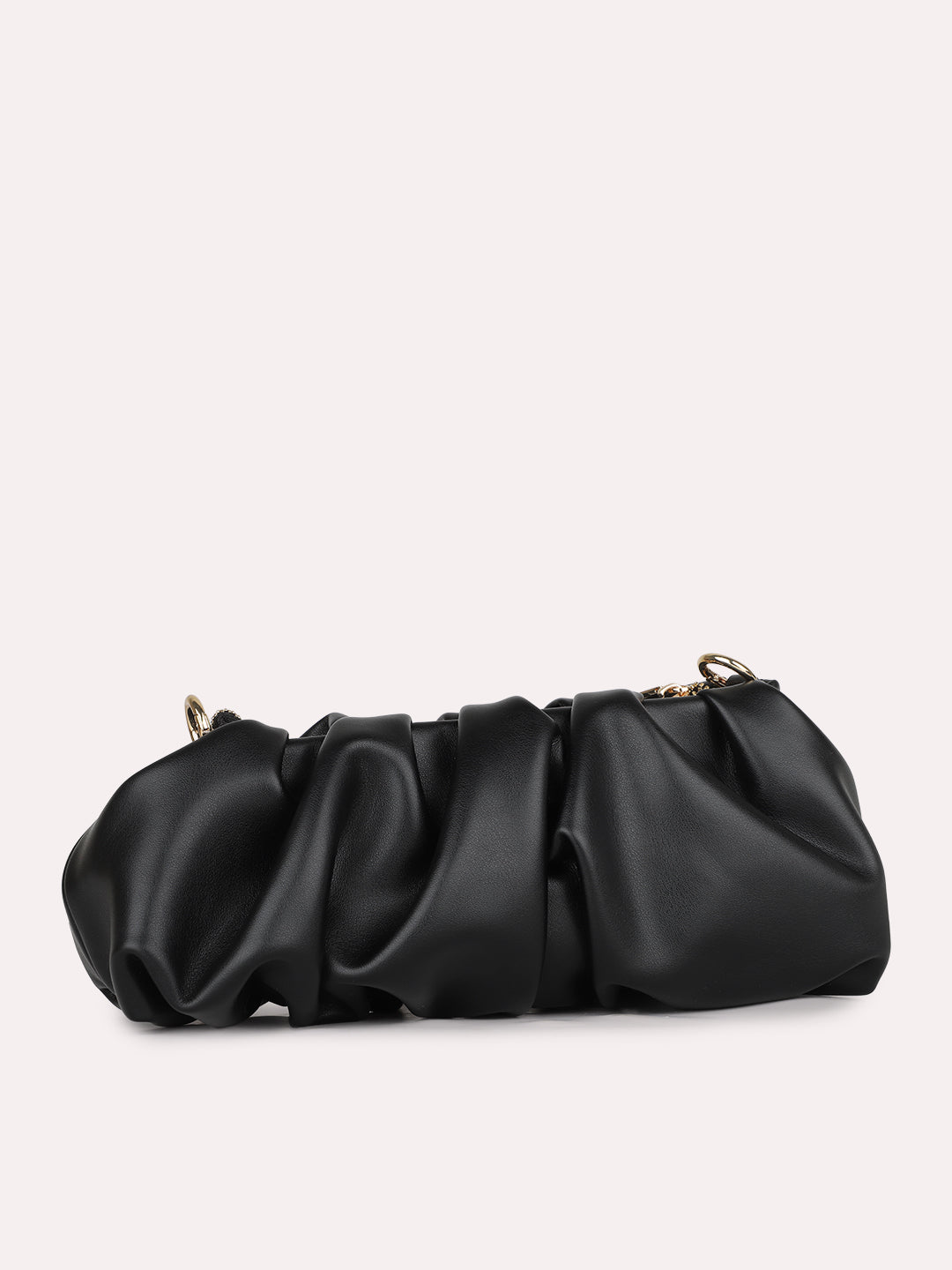 Womens Black Party Textured Handbag With Zip Lock