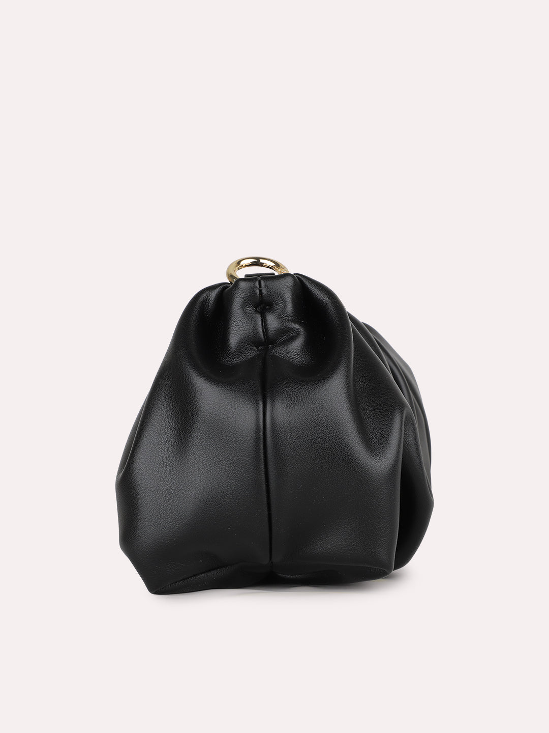 Womens Black Party Textured Handbag With Zip Lock