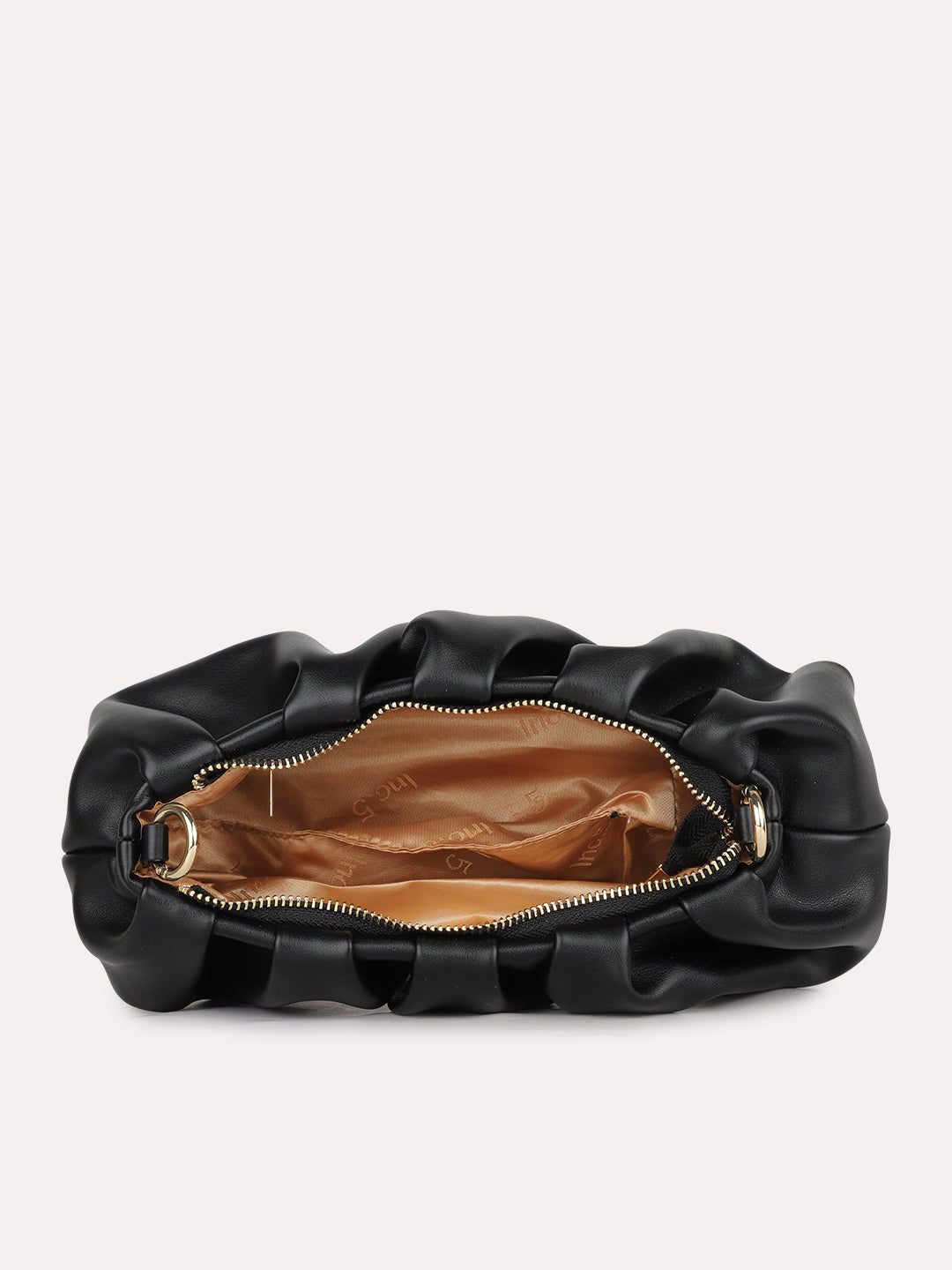 Womens Black Party Textured Handbag With Zip Lock