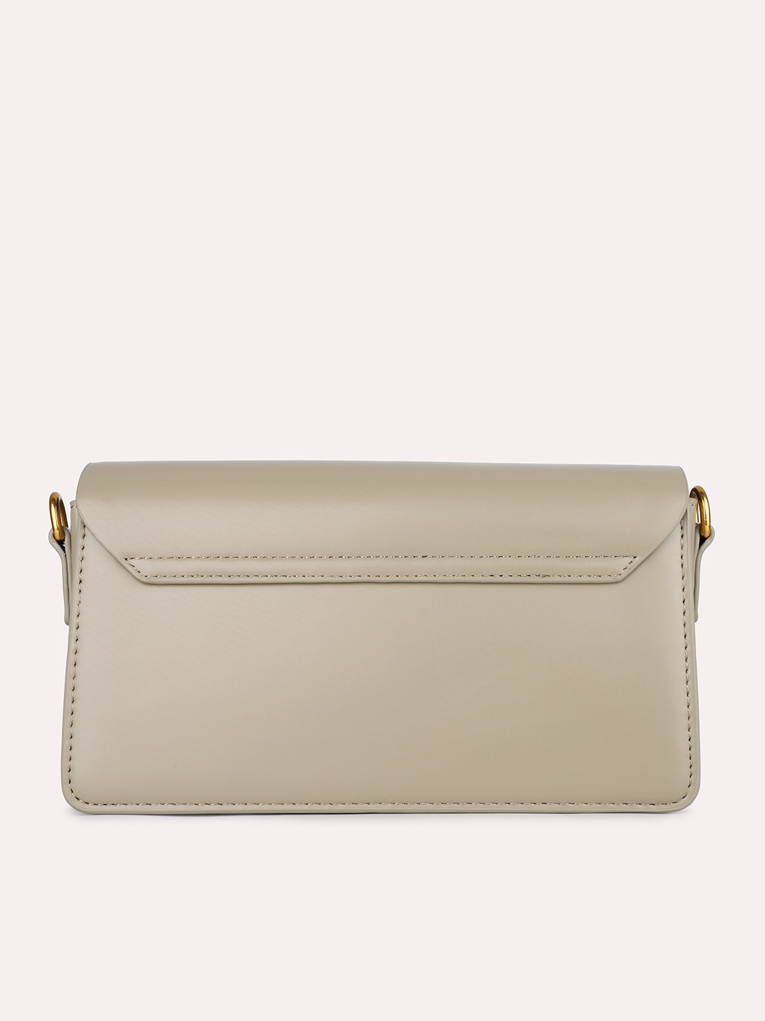 Womens Beige Party Solid Pattern Sling Bag With Magnet Lock