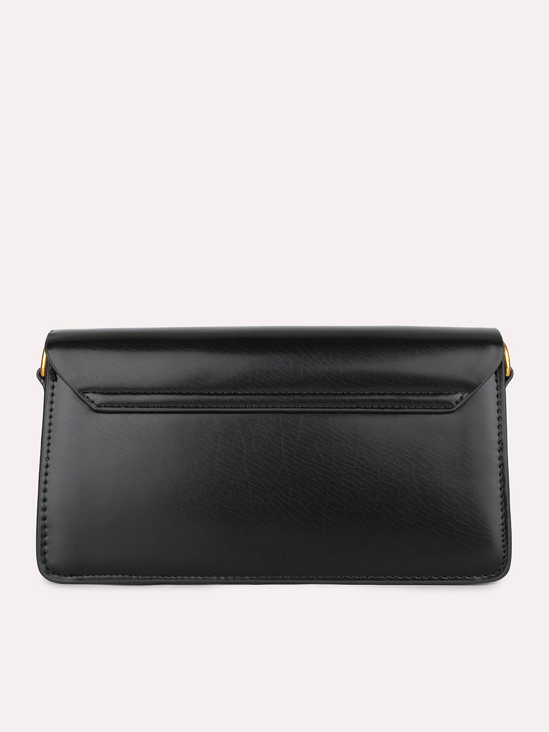 Womens Black Party Solid Pattern Sling Bag With Magnet Lock