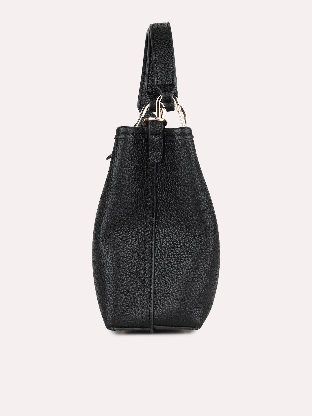 Womens Black Party Textured Handbag With Magnet Lock