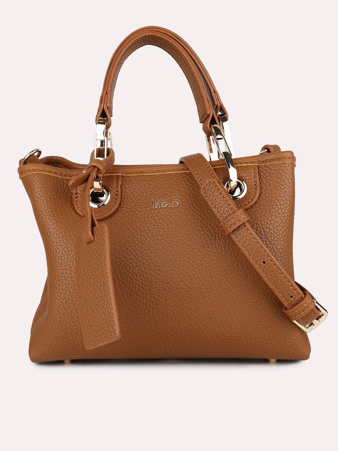 Womens Brown Party Textured Handbag With Magnet Lock