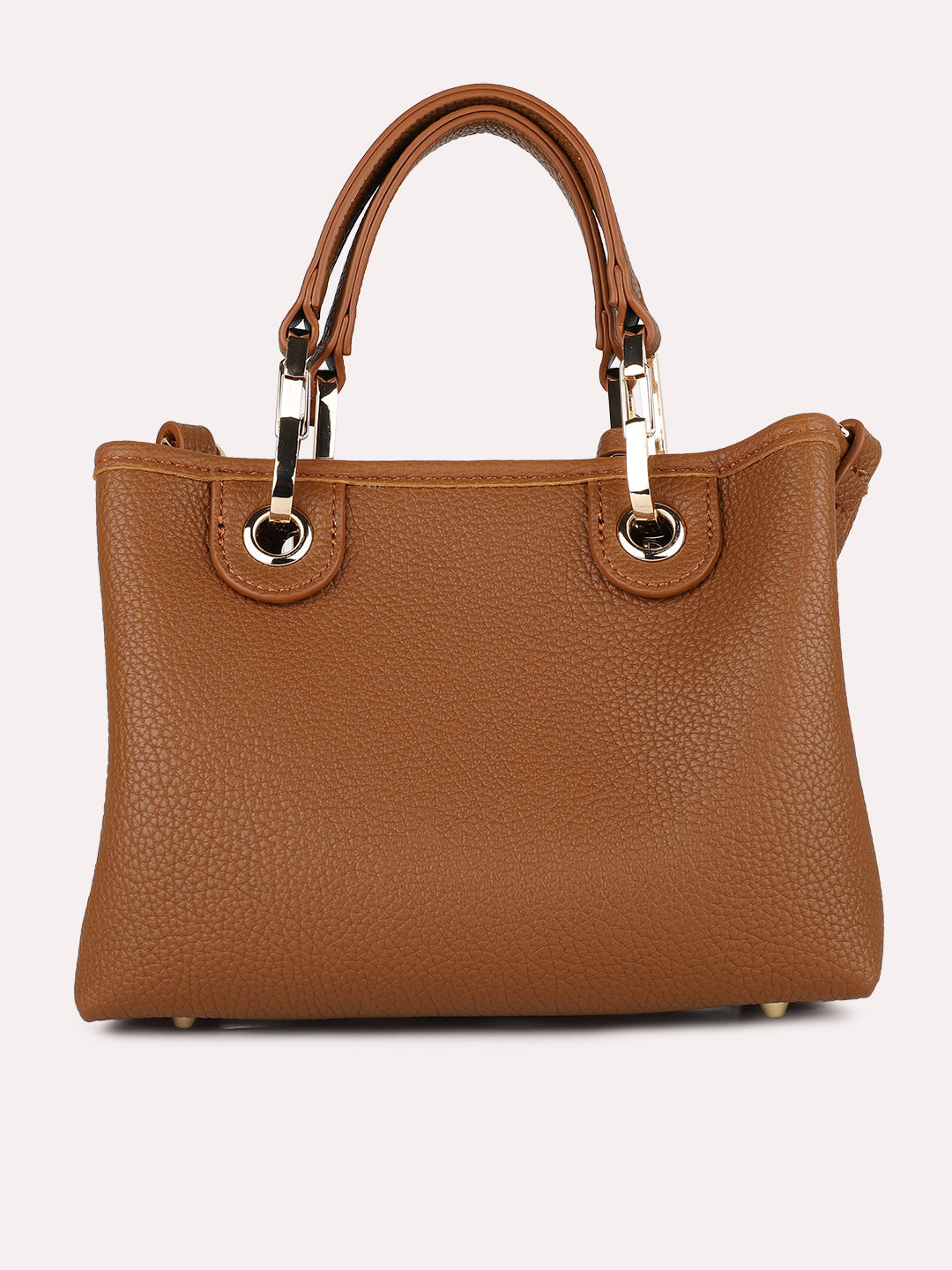 Womens Brown Party Textured Handbag With Magnet Lock