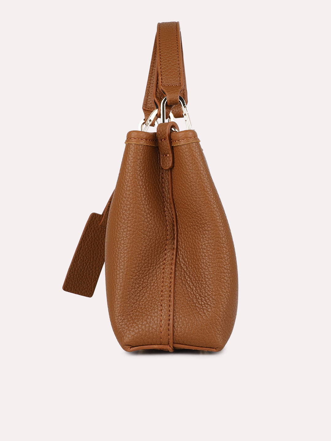 Womens Brown Party Textured Handbag With Magnet Lock