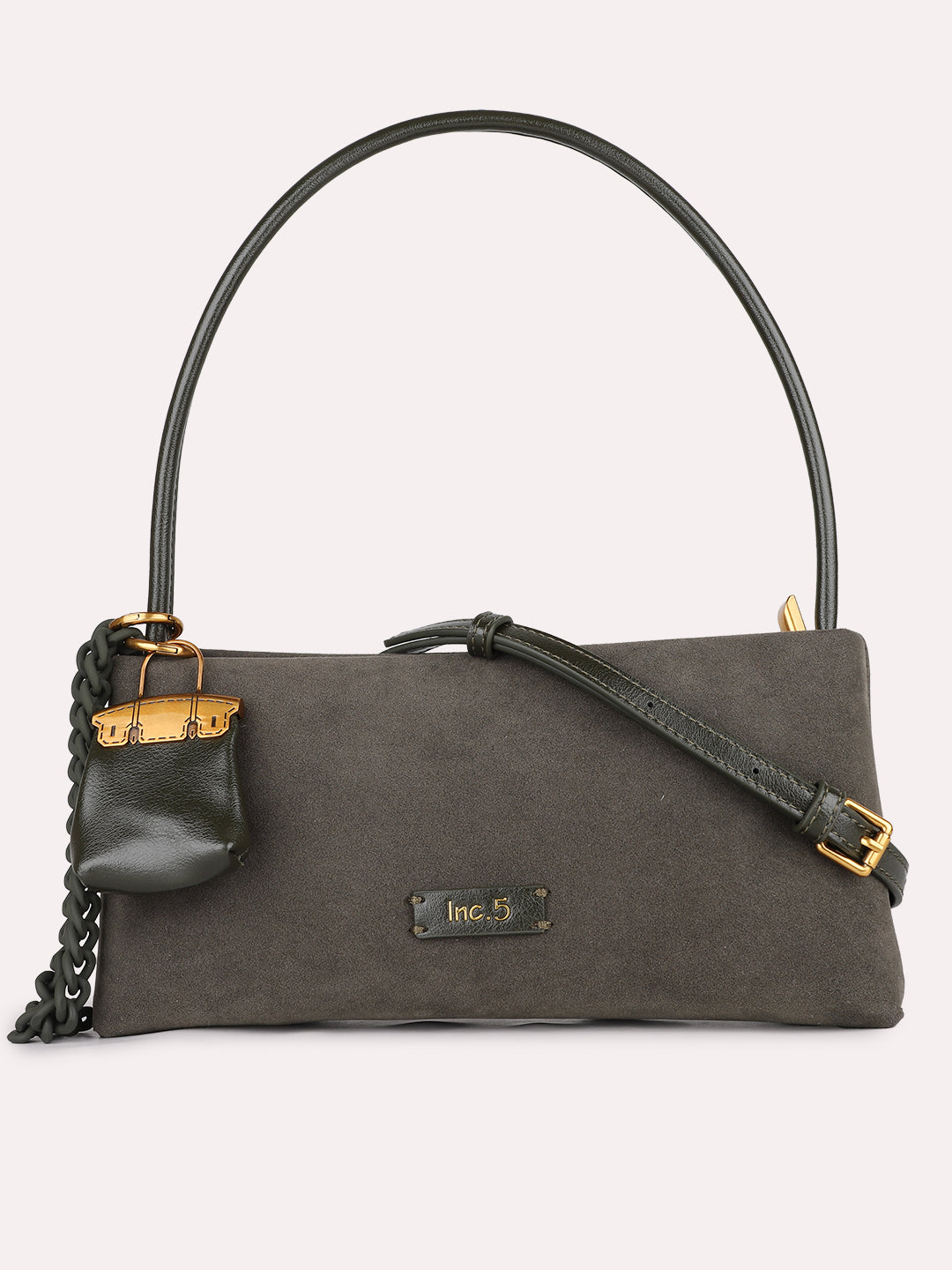 Womens Green Party Solid Shoulder Bag With Zip Lock