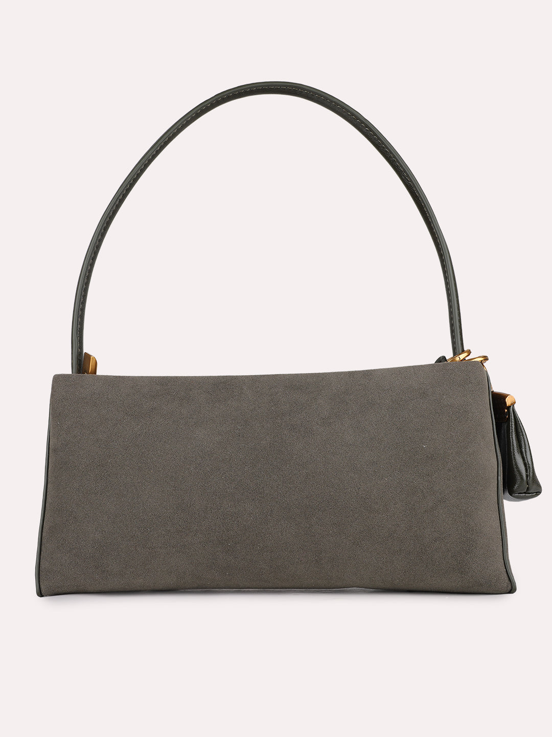 Womens Green Party Solid Shoulder Bag With Zip Lock