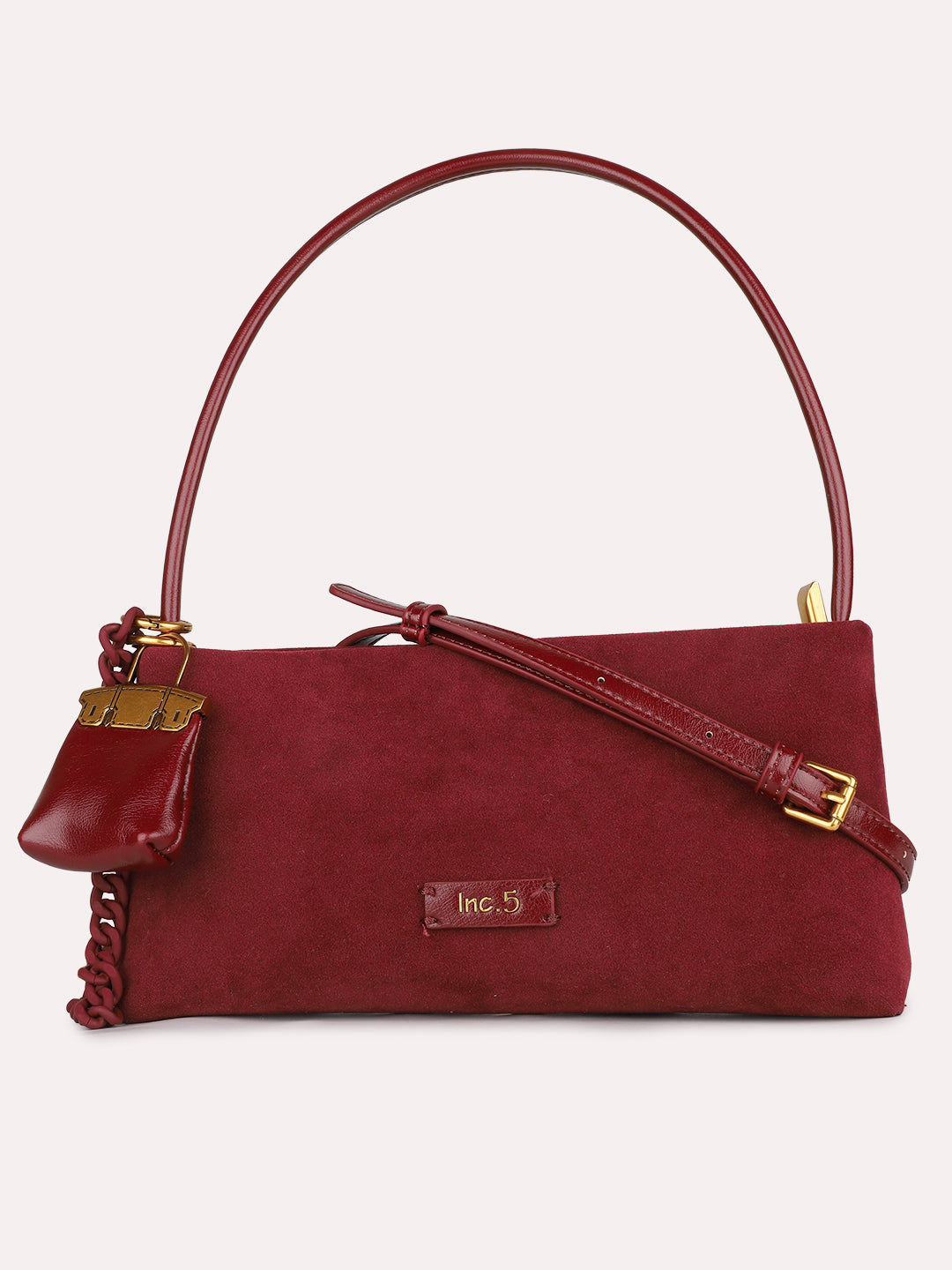 Womens Red Party Solid Shoulder Bag With Zip Lock