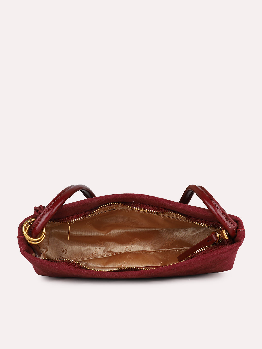 Womens Red Party Solid Shoulder Bag With Zip Lock