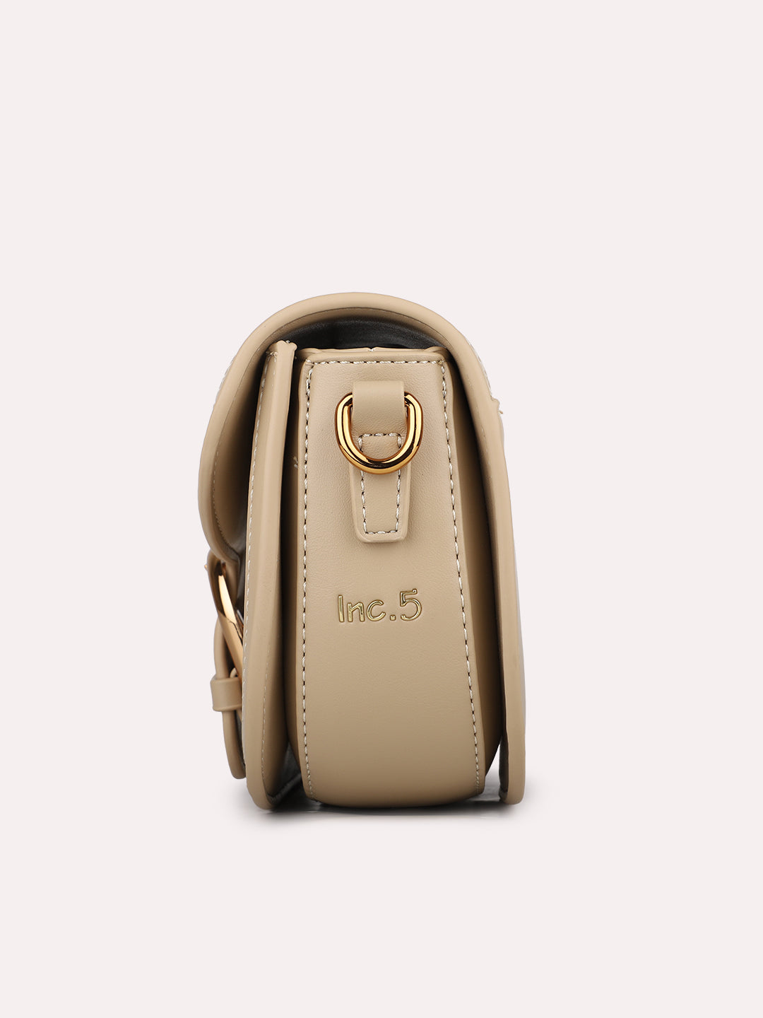 Womens Beige Party Solid Sling Bag With Magnet Lock