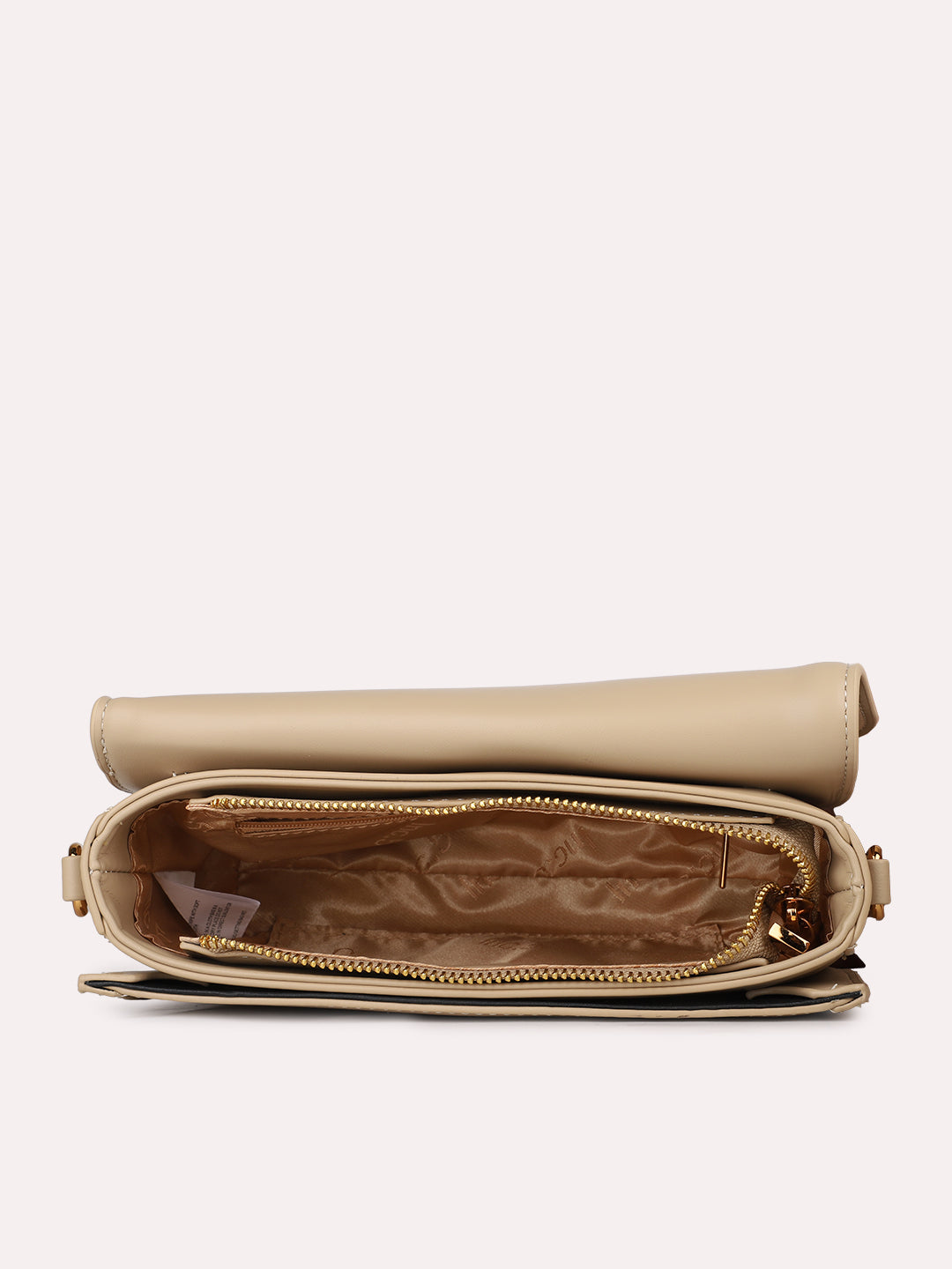 Womens Beige Party Solid Sling Bag With Magnet Lock