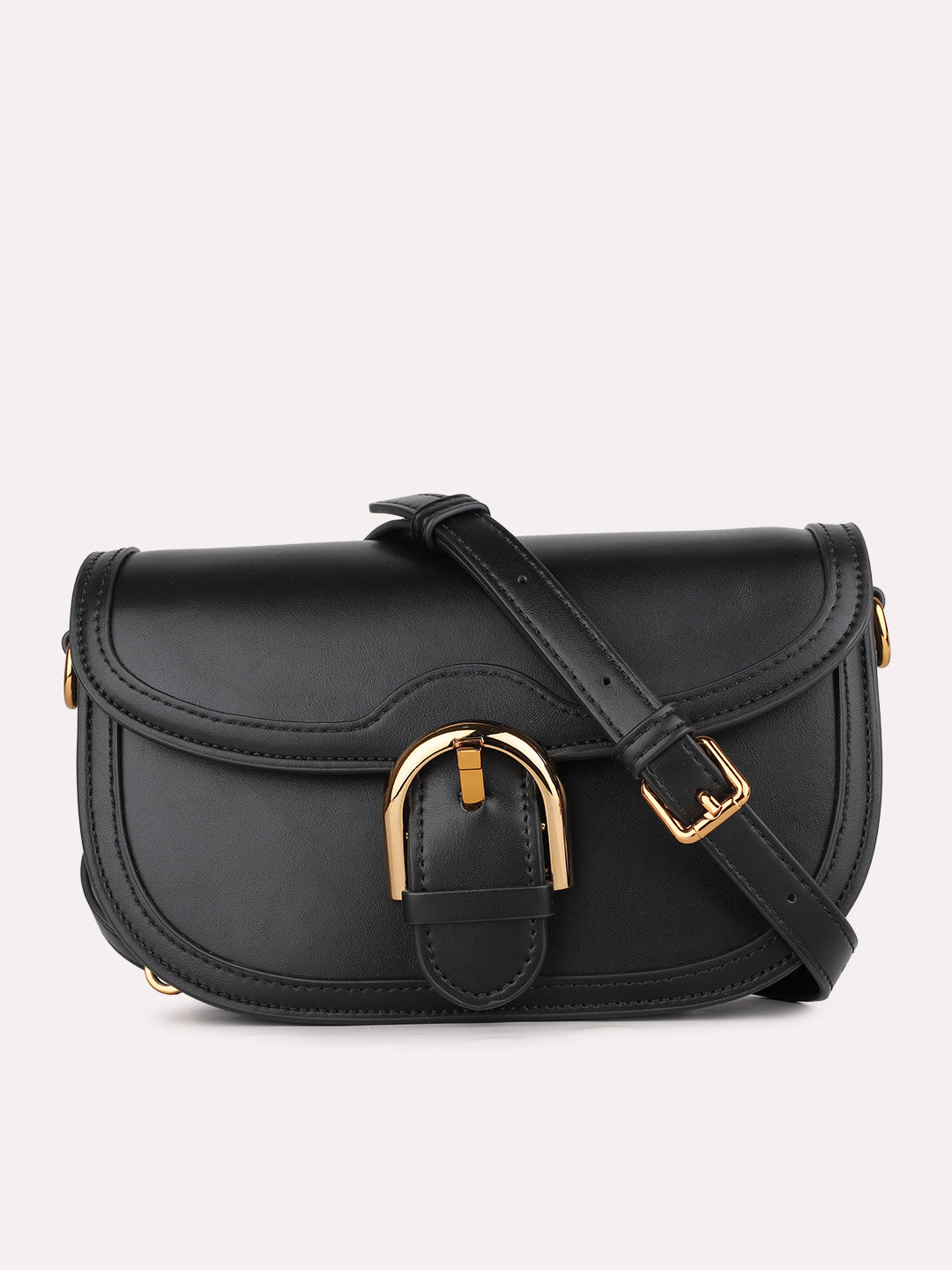 Womens Black Party Solid Pattern Sling Bag With Lock