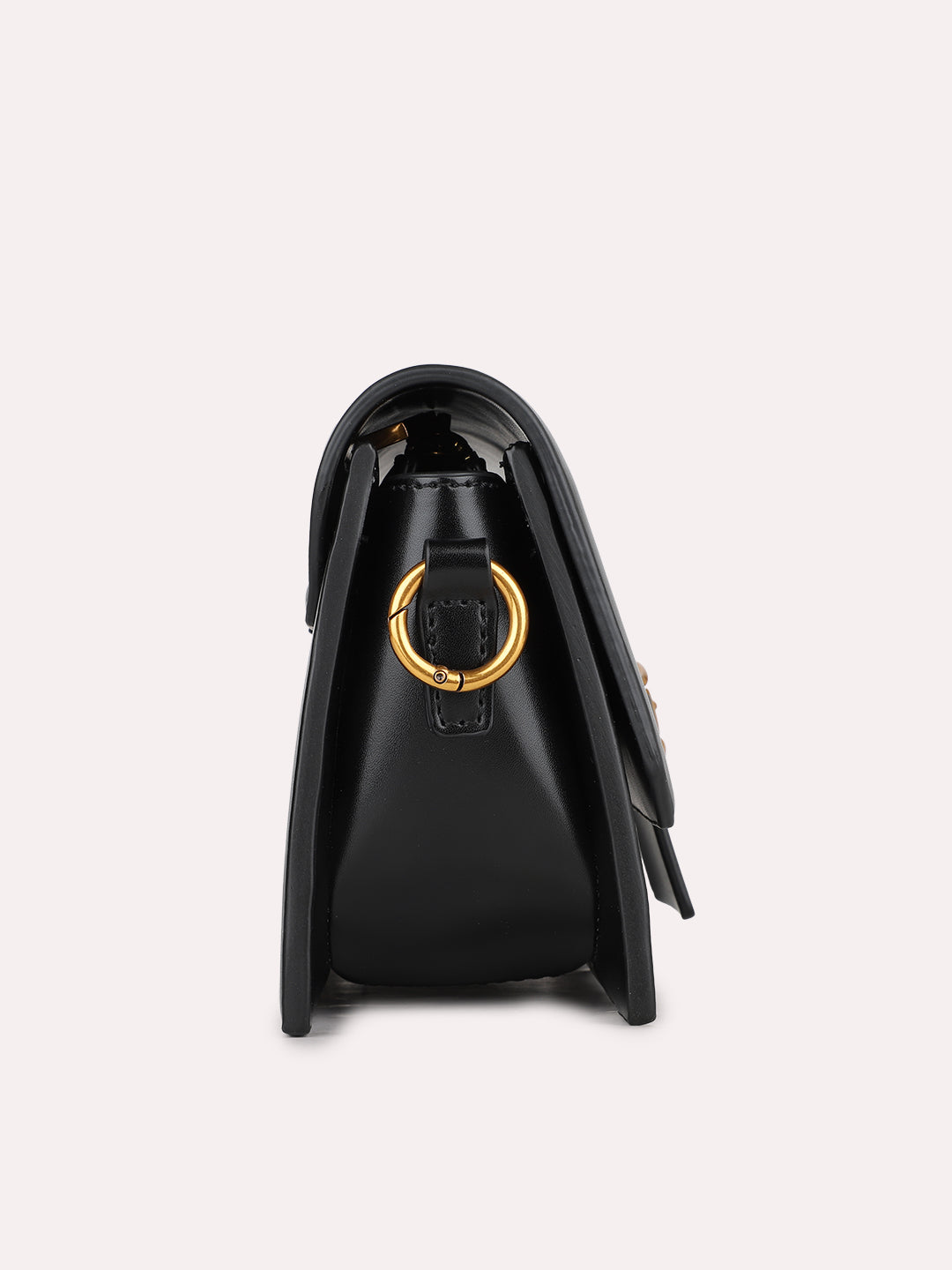 Womens Black Party Solid Sling Bag With Magnet Lock