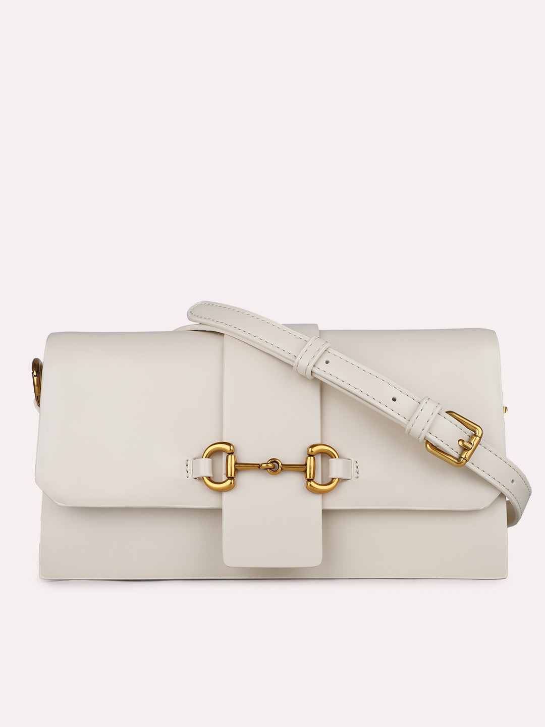 Womens Cream Party Solid Sling Bag With Magnet Lock