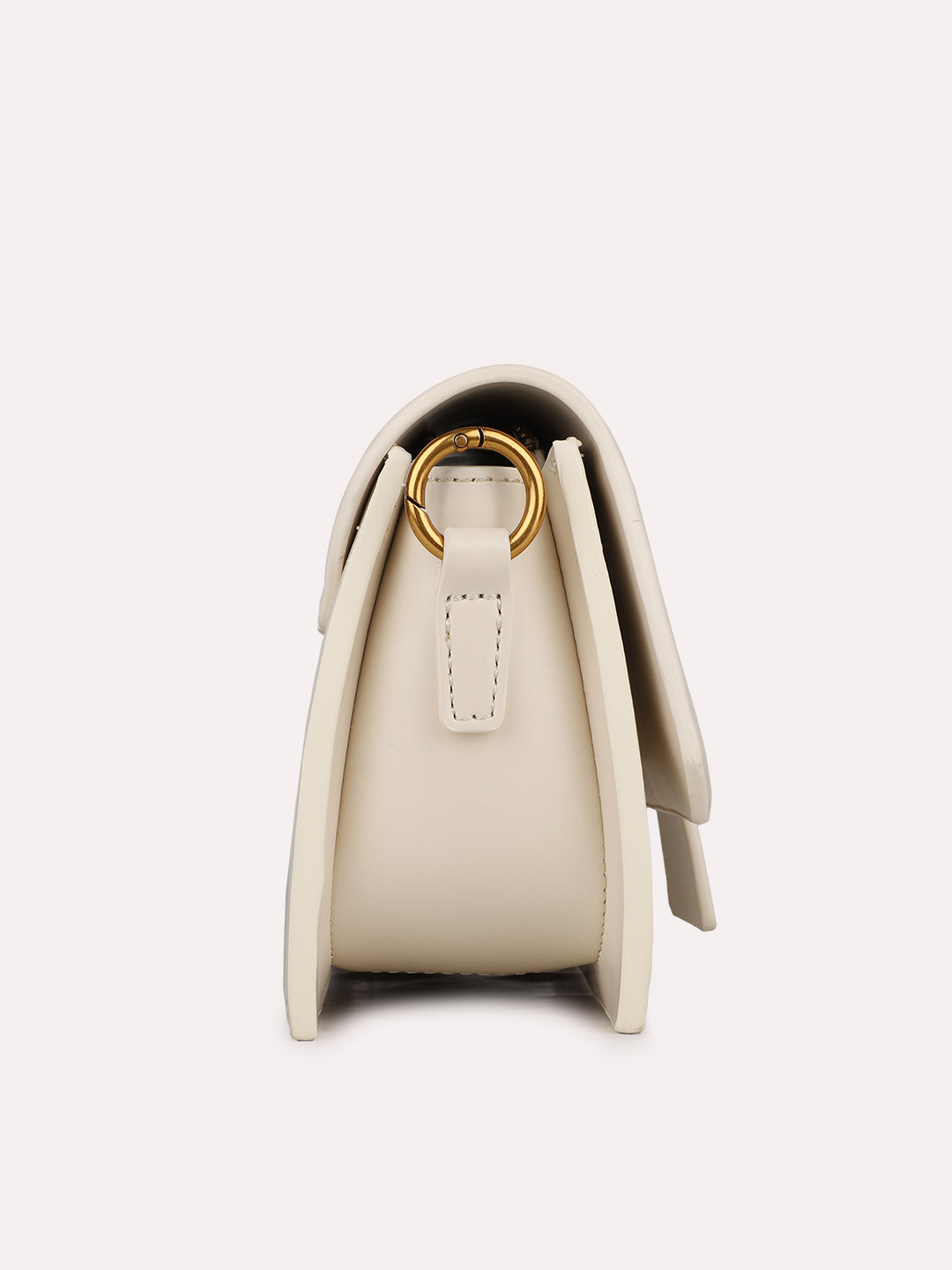 Womens Cream Party Solid Sling Bag With Magnet Lock