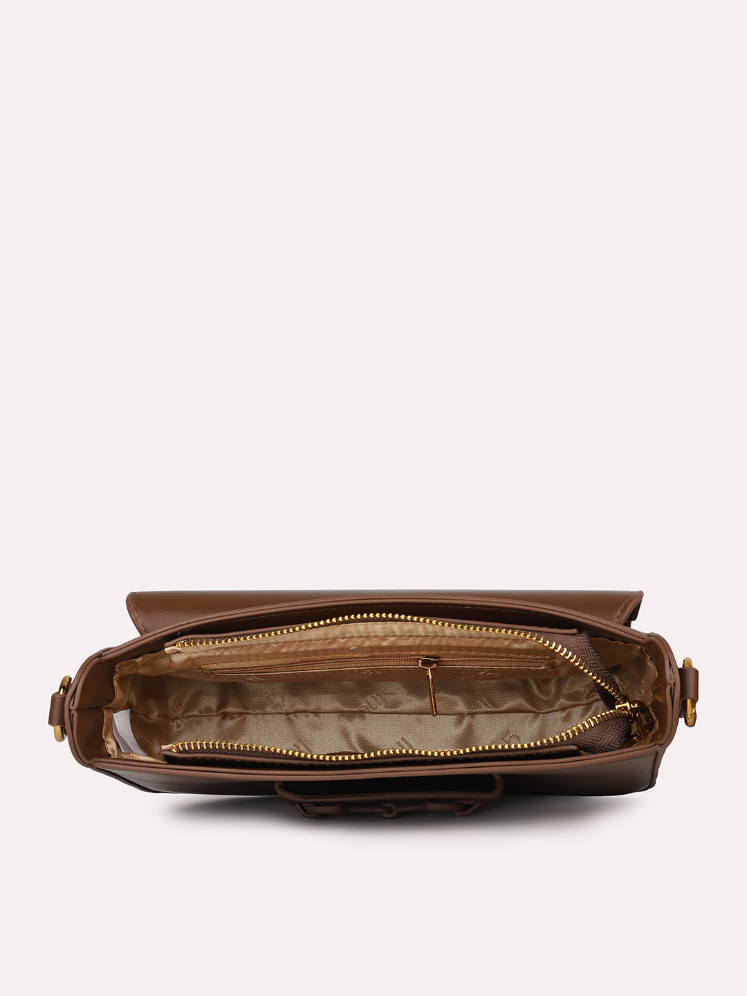 Women Brown Solid PU Braided Sling Bag