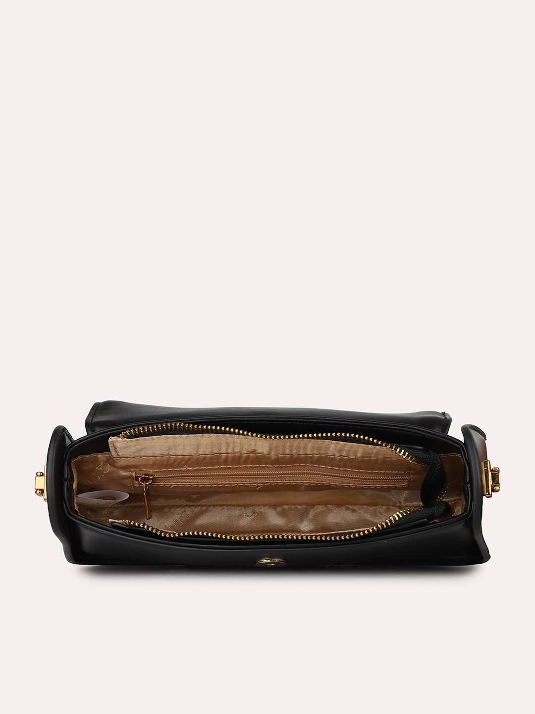 Women Black Solid Structured Sling Bag