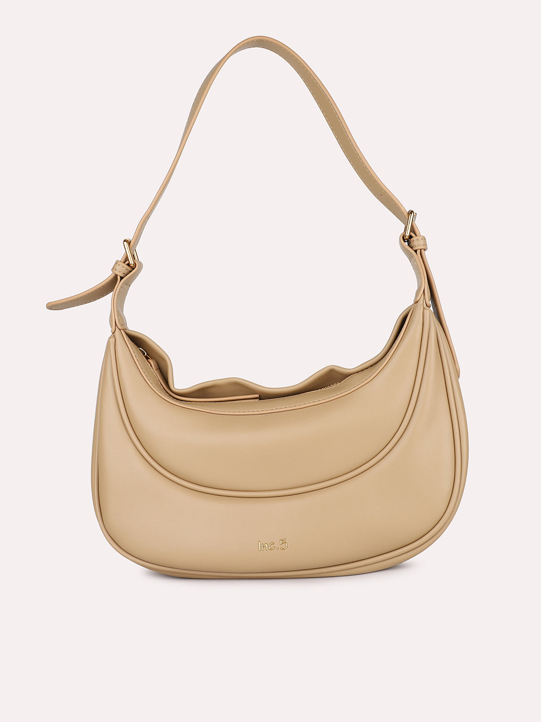 Women Beige Textured Structured Shoulder Bag