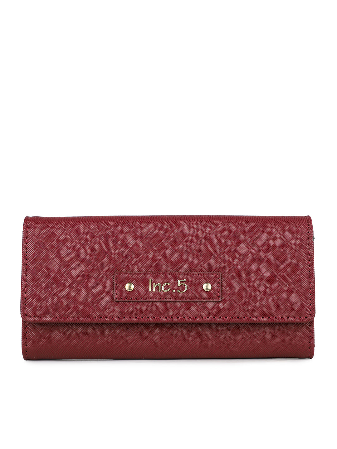 Women's Burgundy Solid Bifold Wallet