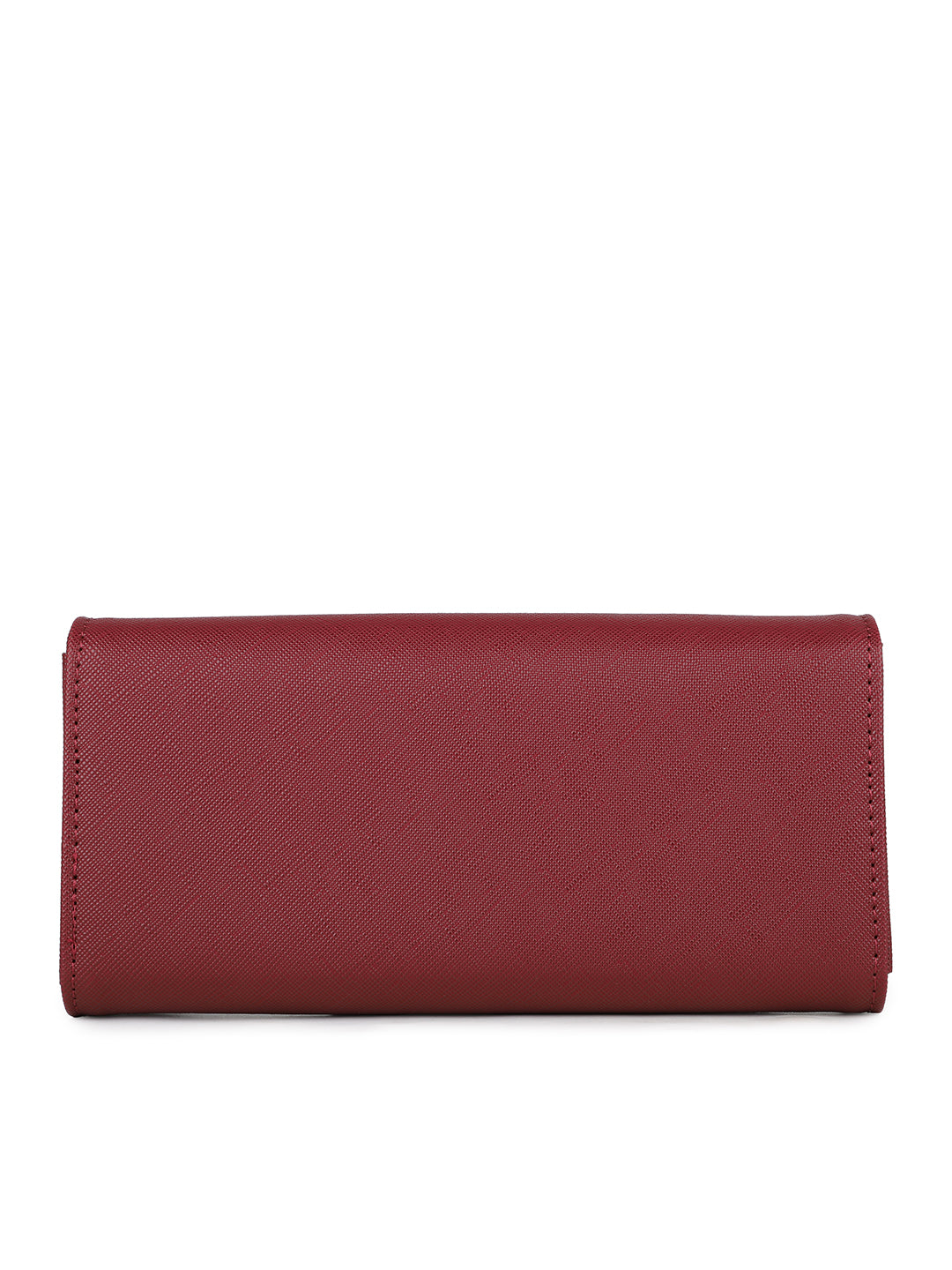 Women's Burgundy Solid Bifold Wallet