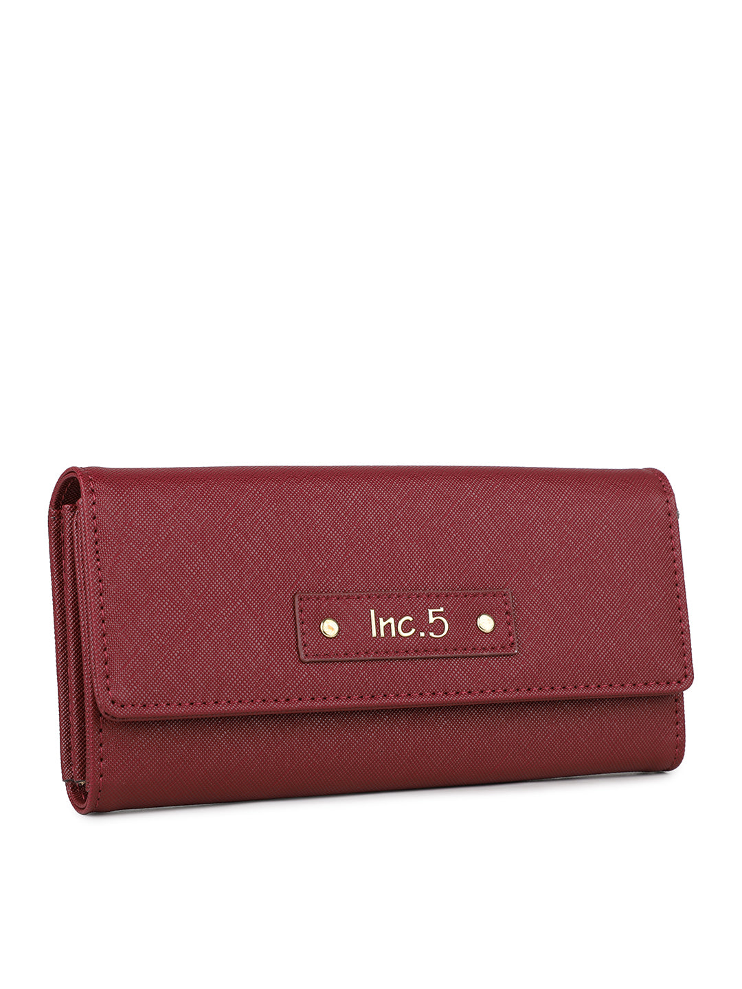 Women's Burgundy Solid Bifold Wallet