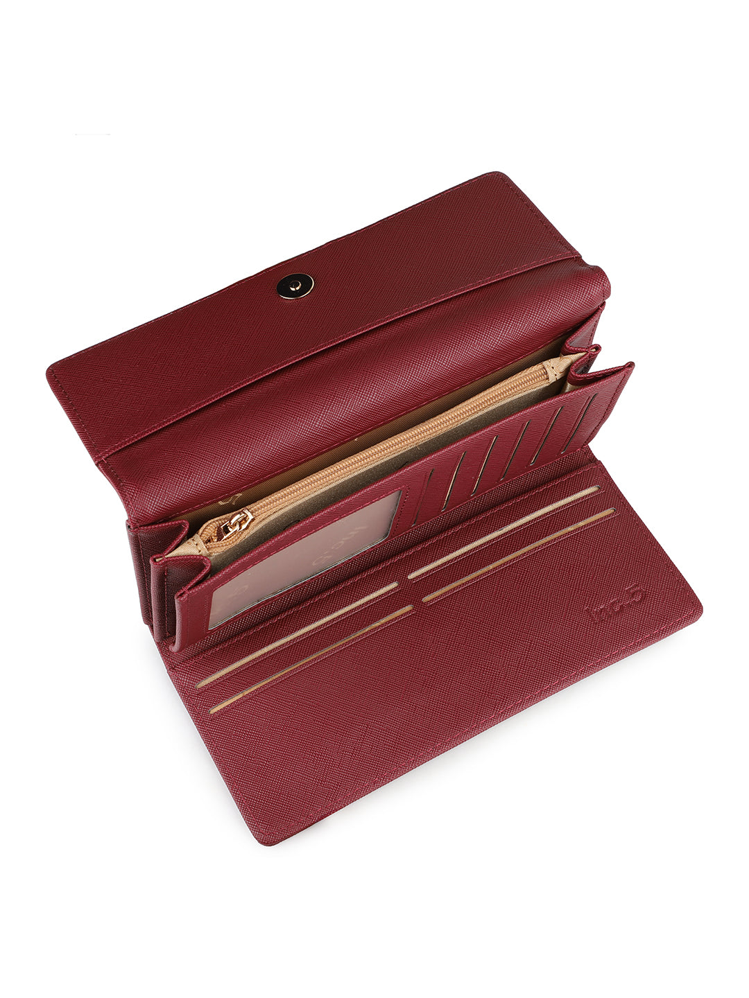 Women's Burgundy Solid Bifold Wallet