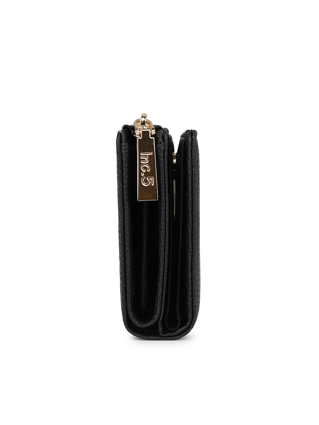 Women's Black Textured Bifold Wallet