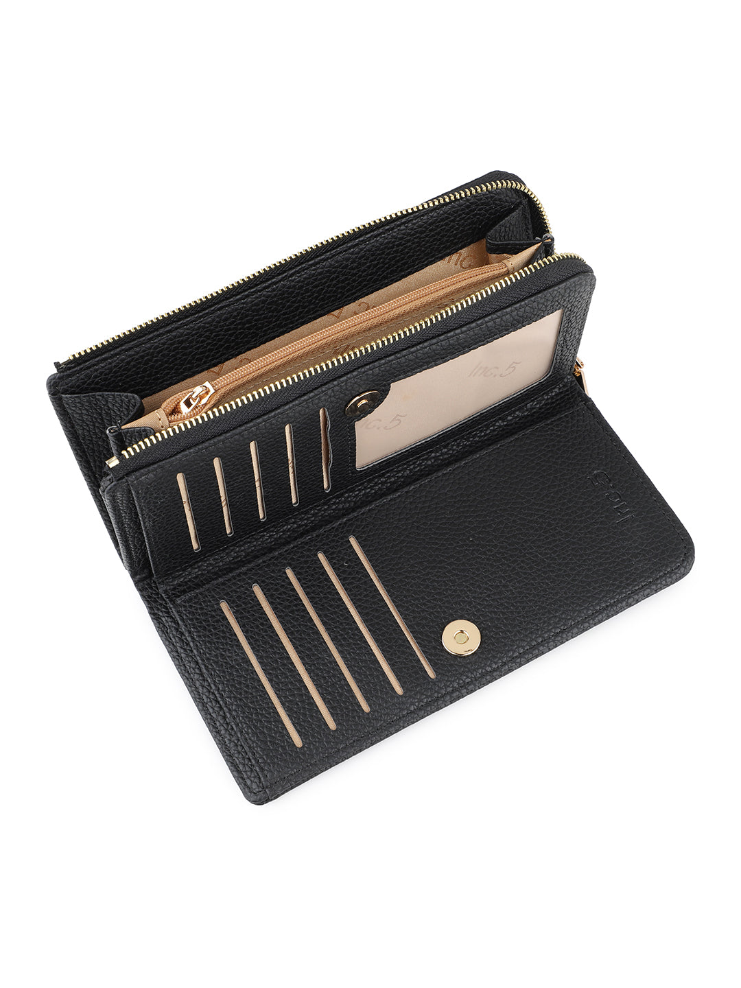 Women's Black Textured Bifold Wallet