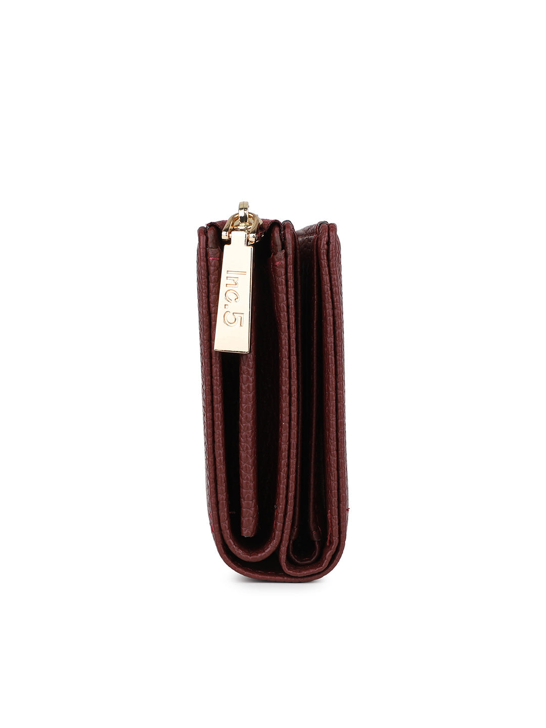 Women's Burgundy Textured Bifold Wallet