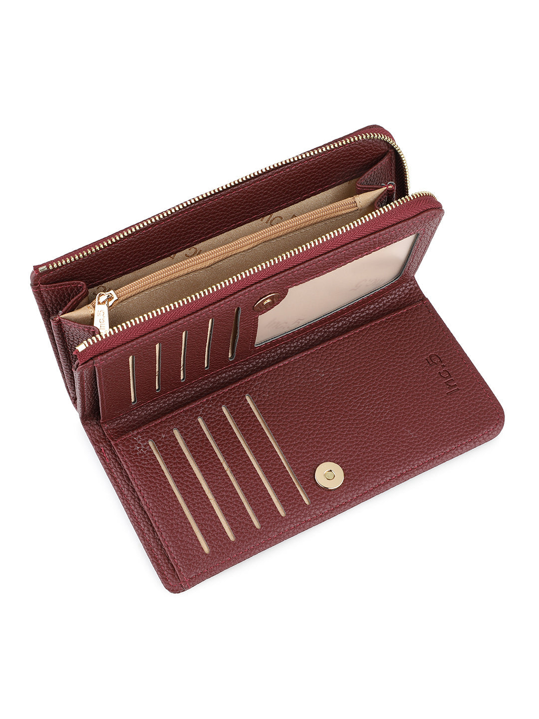 Women's Burgundy Textured Bifold Wallet