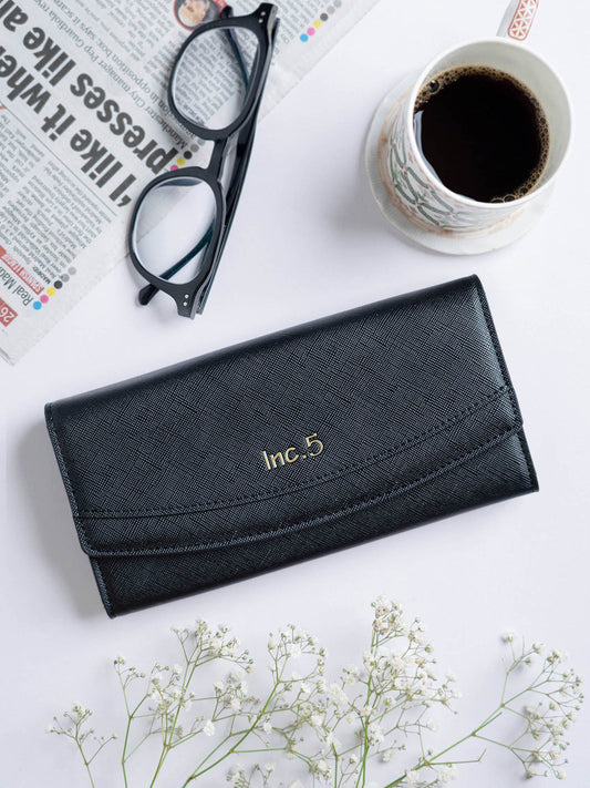 Women's Black Solid Bifold Wallet