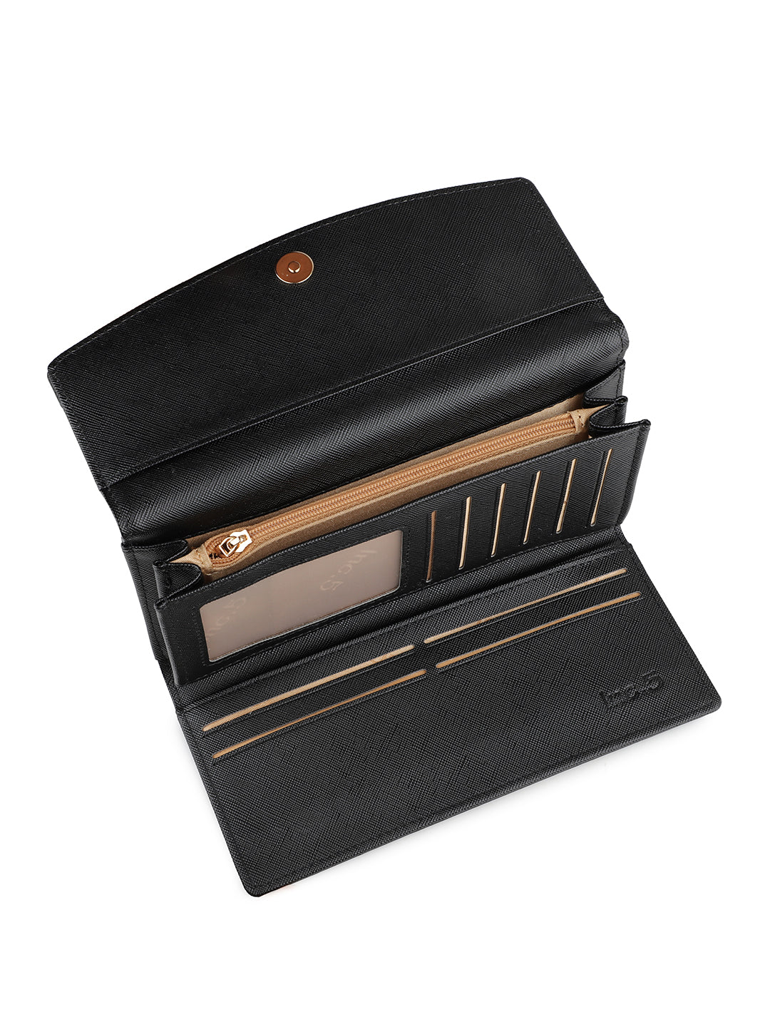 Women's Black Solid Bifold Wallet