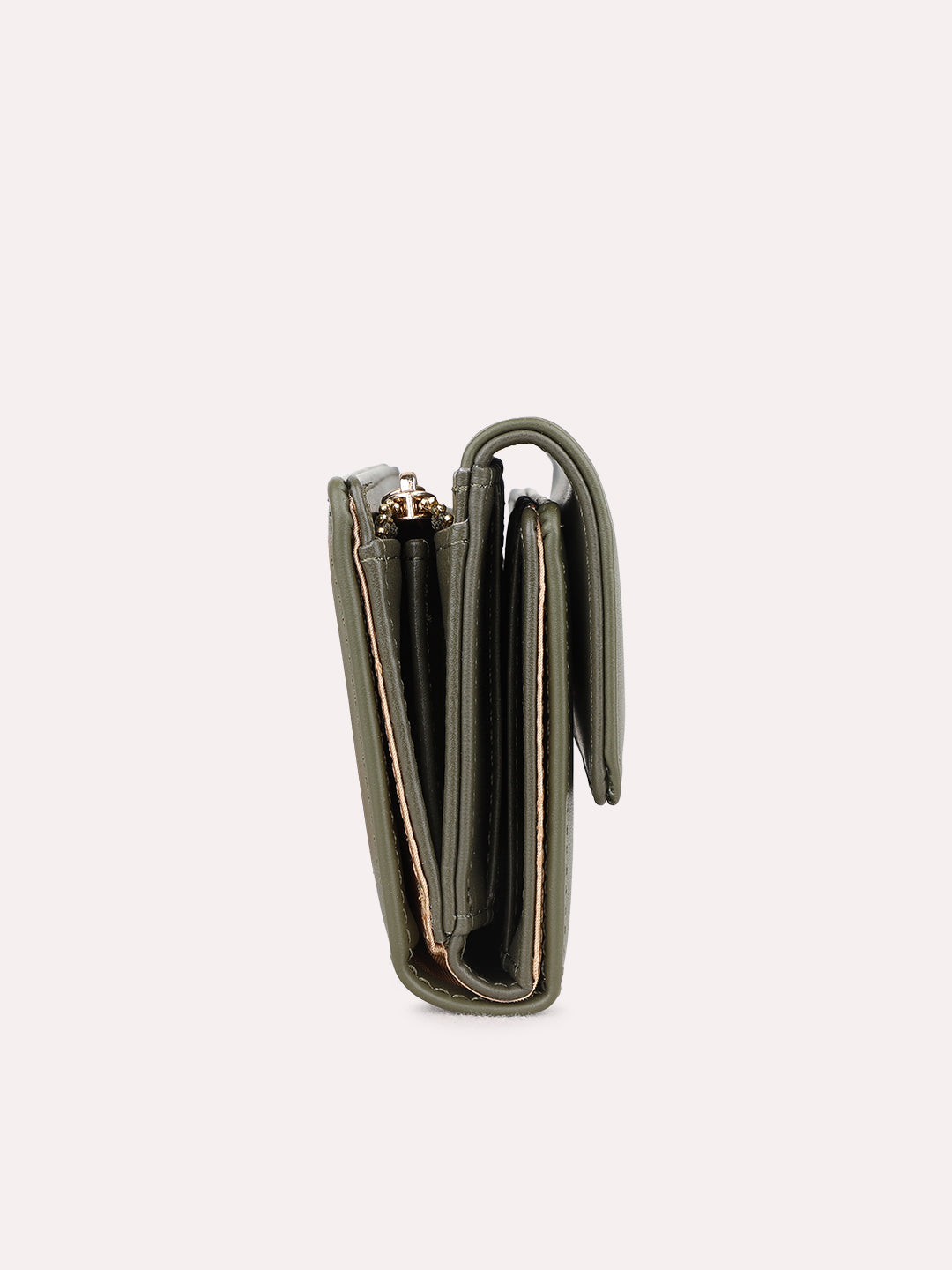 Womens Green Casual Wallet With Magnet Lock