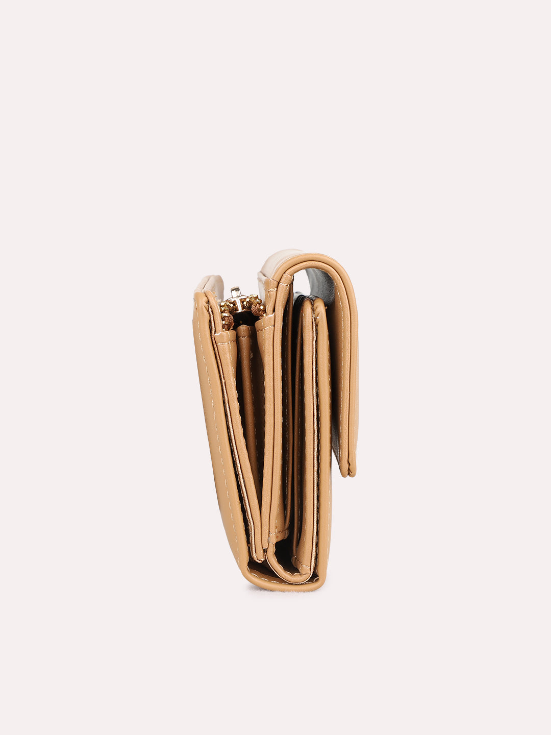 Womens Tan Casual Wallet With Magnet Lock