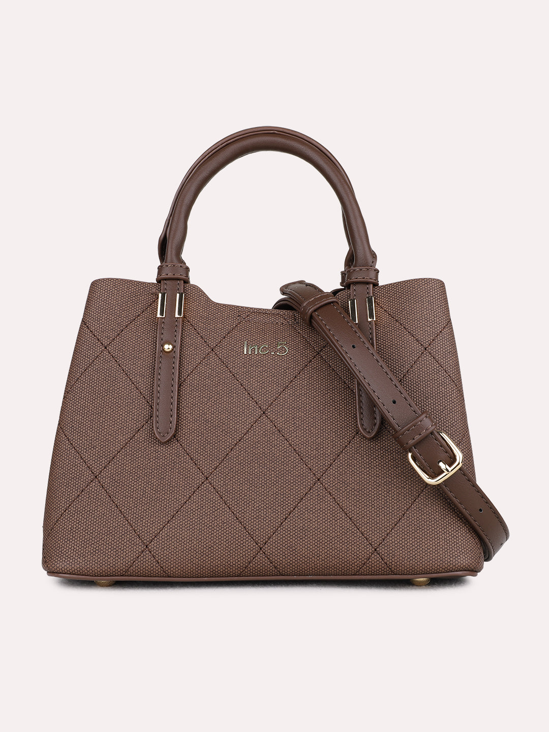 Womens Coffee Brown Handbag With Magnet Lock For Party Use