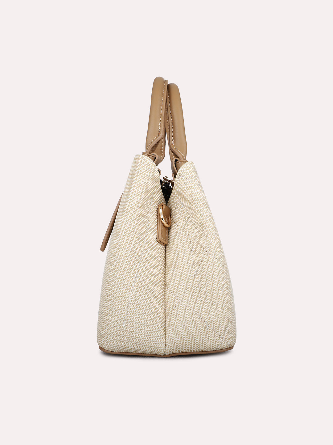 Womens Beige Handbag With Magnet Lock For Party Use