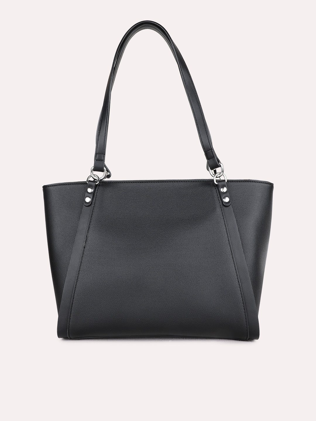 Womens Black Casual Shoulder Bag With Zip Lock