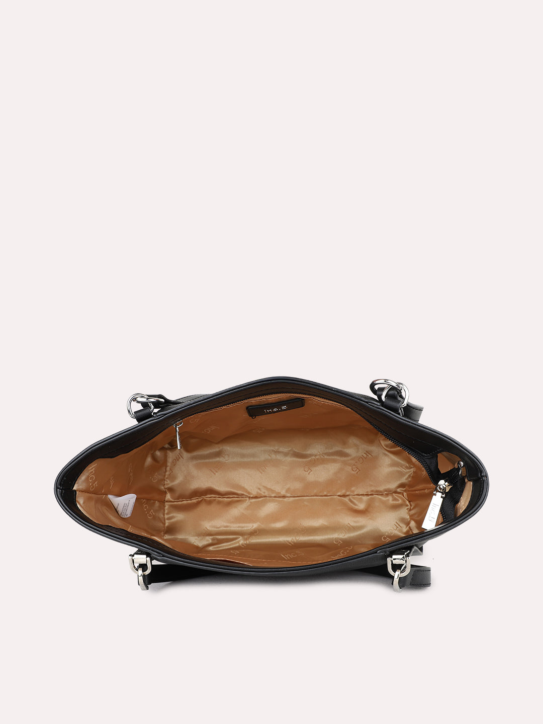 Womens Black Casual Shoulder Bag With Zip Lock