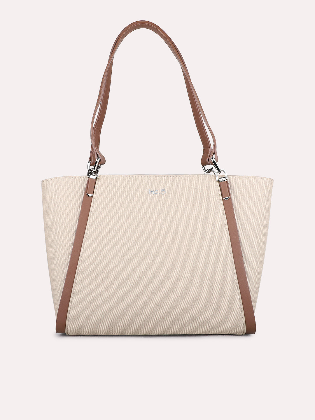Womens Beige Casual Shoulder Bag With Zip Lock