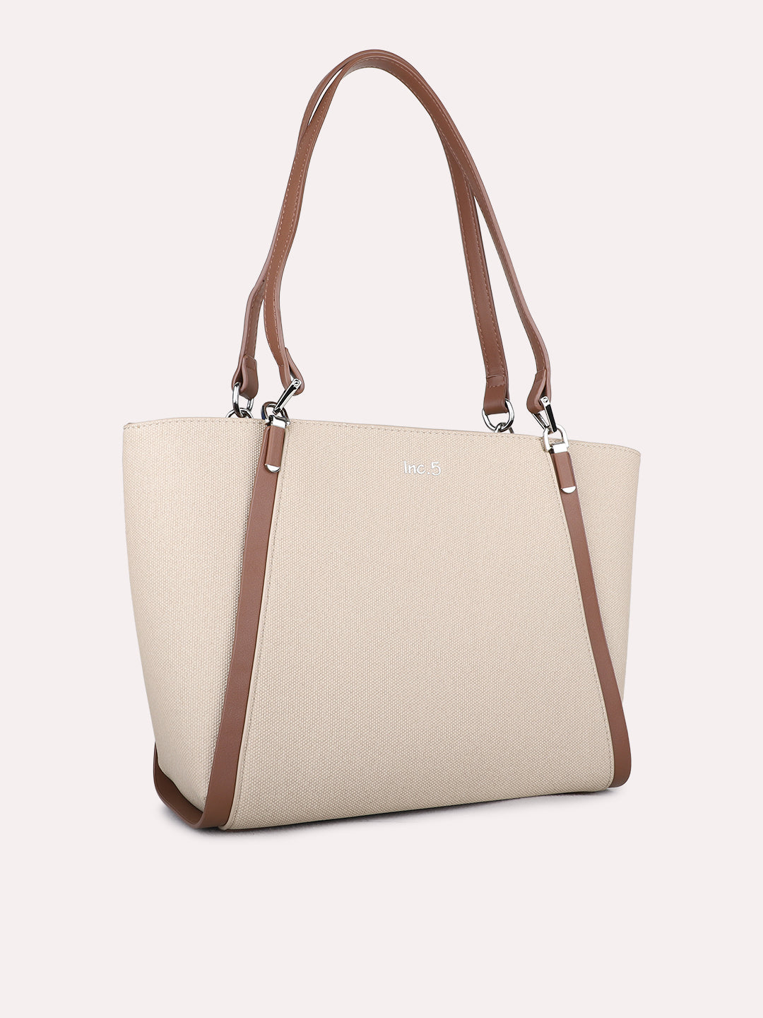 Womens Beige Casual Shoulder Bag With Zip Lock