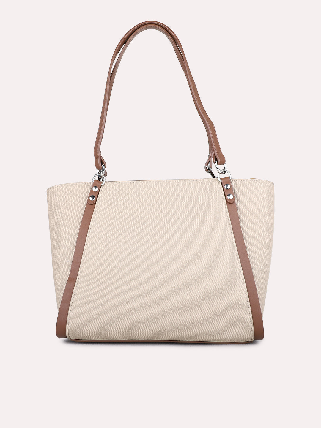 Womens Beige Casual Shoulder Bag With Zip Lock