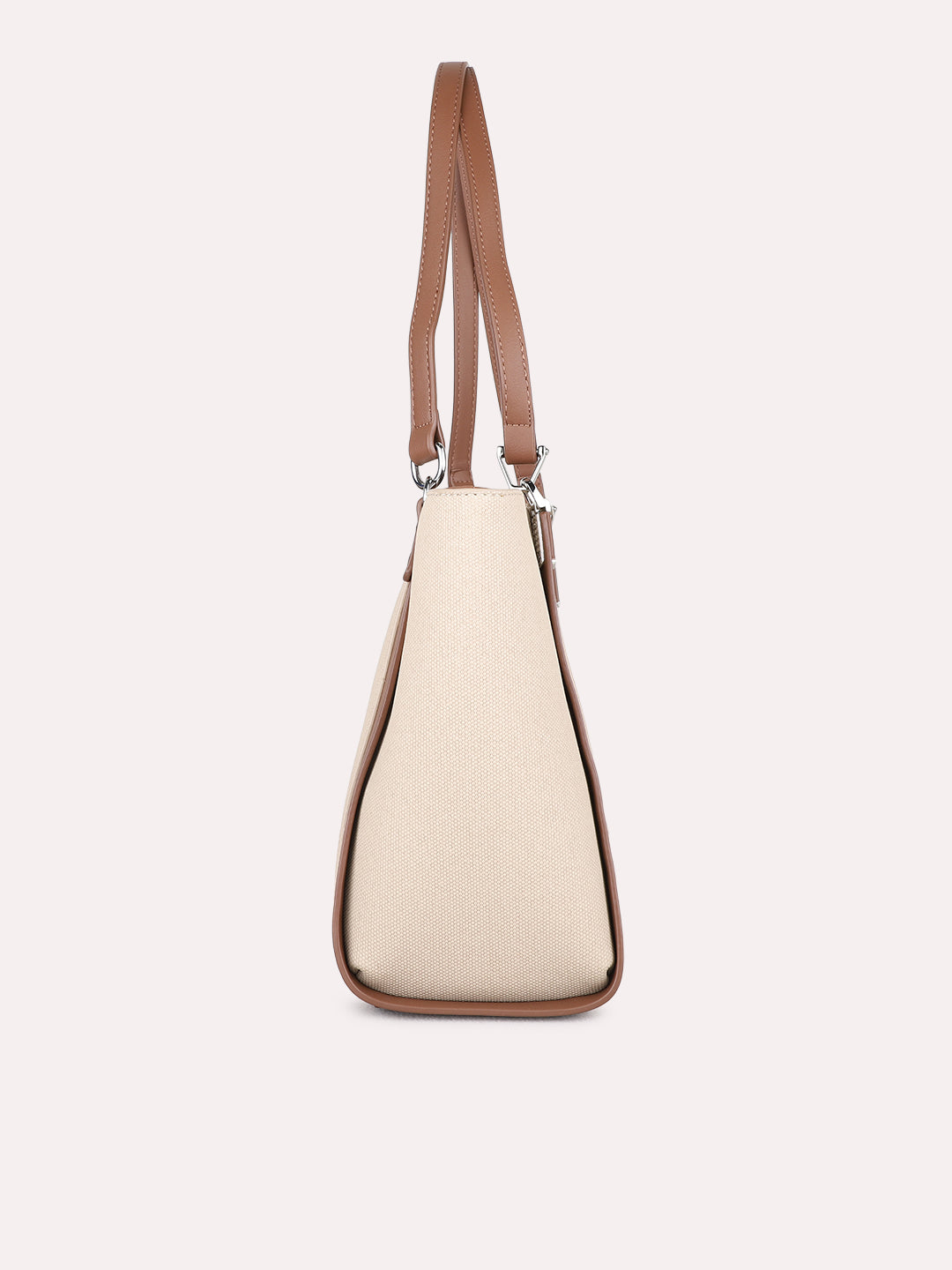 Womens Beige Casual Shoulder Bag With Zip Lock