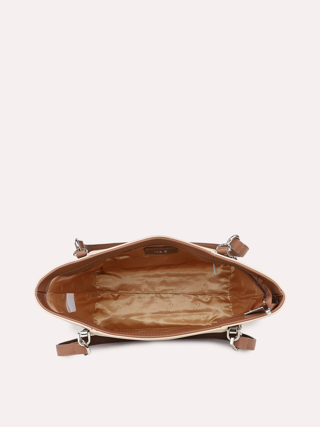 Womens Beige Casual Shoulder Bag With Zip Lock